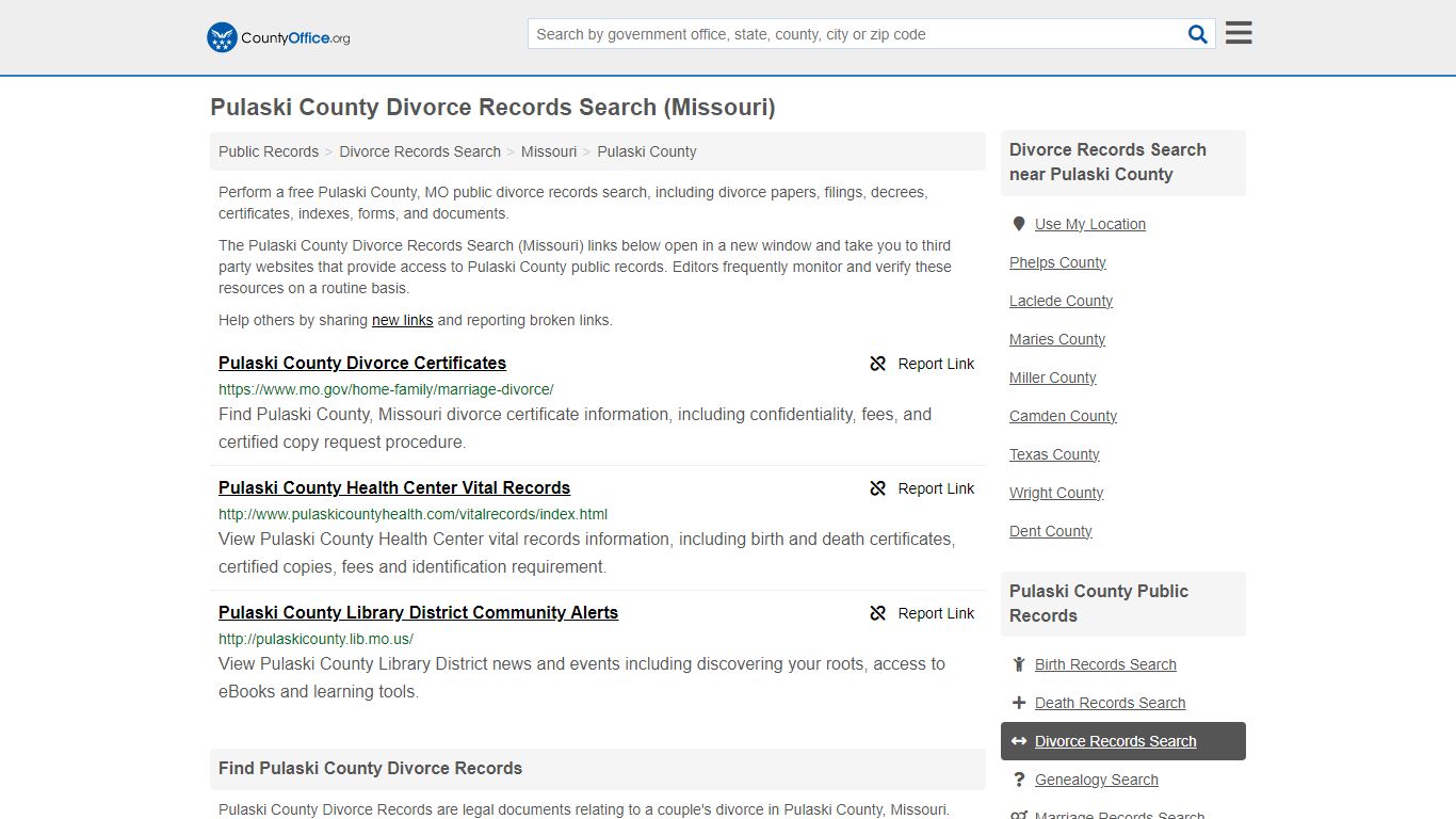 Divorce Records Search - Pulaski County, MO (Divorce Certificates ...