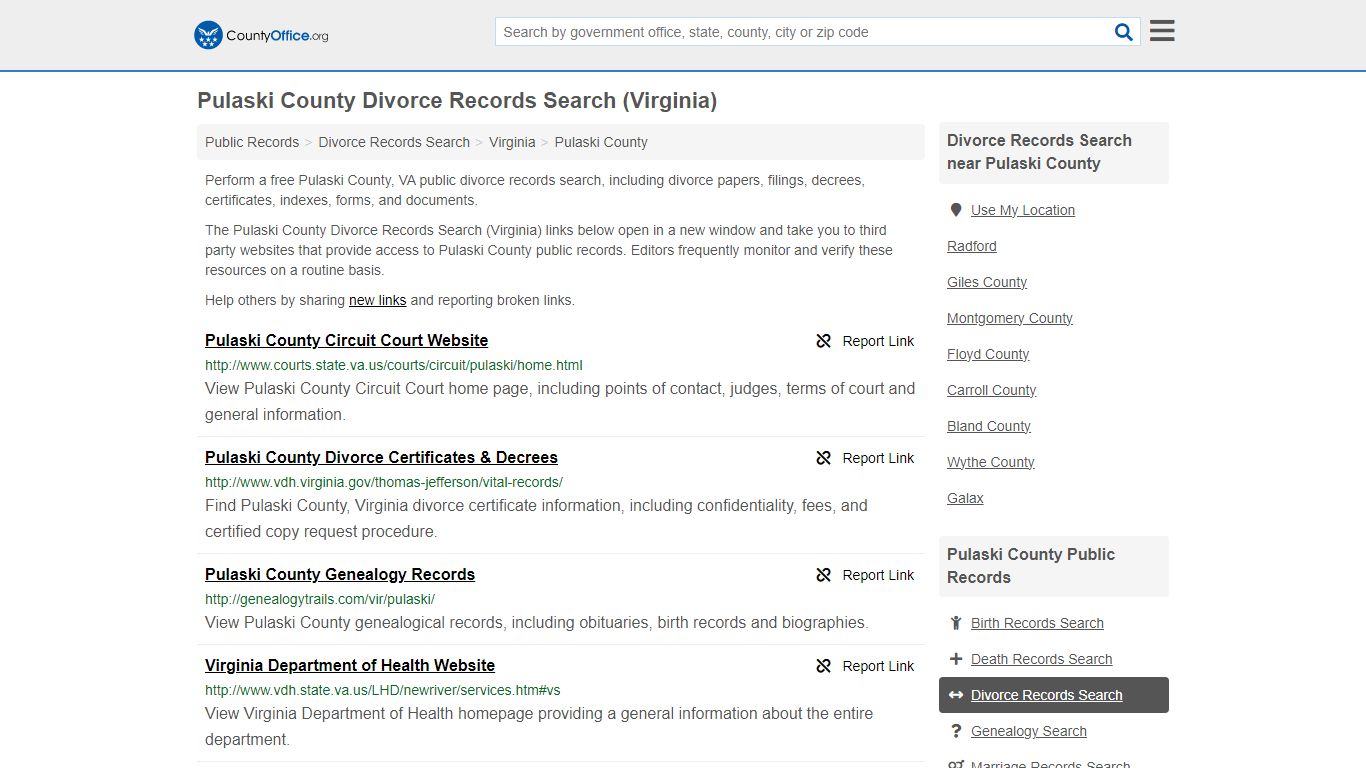 Divorce Records Search - Pulaski County, VA (Divorce Certificates ...